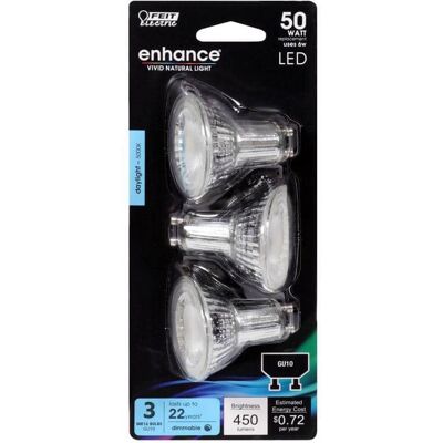 FEIT ELECTRIC - Enhance MR16 GU10 LED Bulb Daylight 50 Watt Equivalence 3 pk FEIT ELECTRIC - Enhance MR16 GU10 LED Bulb Daylight 50 Watt Equivalence 3 pk