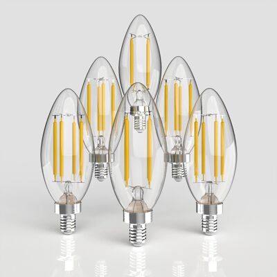 Jonathan Y - Vintage Non-Dimmable C35-4W LED Edison Bulbs with E12 Base, 80+ CRI, Warm White 2700K, 420 Lumens, (Pack of 6) - Clear Jonathan Y - Vintage Non-Dimmable C35-4W LED Edison Bulbs with E12 Base, 80+ CRI, Warm White 2700K, 420 Lumens, (Pack of 6) - Clear