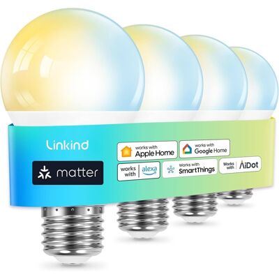 Linkind - A19 Smart LED Bulb, Matter Compatible, 800lm Tunable White (4 Pack) Linkind - A19 Smart LED Bulb, Matter Compatible, 800lm Tunable White (4 Pack)