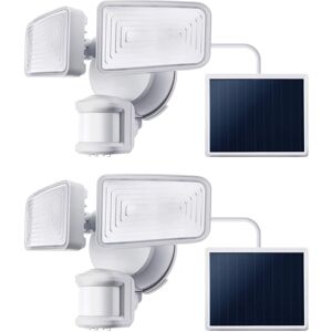 Home Zone Security - SMD Linkable 2-Light Motion-Sensing Solar-LED Flood Light 1,500 Lumens 2 Pack - White Home Zone Security - SMD Linkable 2-Light Motion-Sensing Solar-LED Flood Light 1,500 Lumens 2 Pack - White