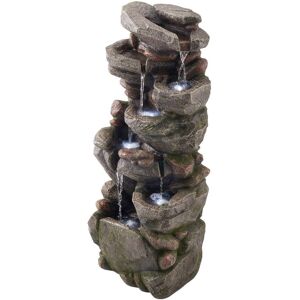 VEVOR - Outdoor Water Fountain, 38.98 in Tall, 7-Tier Rock-Inspired Cascading Design with LED Light and Pump, Ideal for Gardens - Stone Gray VEVOR - Outdoor Water Fountain, 38.98 in Tall, 7-Tier Rock-Inspired Cascading Design with LED Light and Pump, Ideal for Gardens - Stone Gray