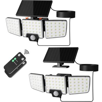 Lepro - 1000LM 6500K Solar Motion Sensor Security Light, Separate Solar Panel, 2 Modes, Remote Control, IP65 Waterproof - Black Lepro - 1000LM 6500K Solar Motion Sensor Security Light, Separate Solar Panel, 2 Modes, Remote Control, IP65 Waterproof - Black