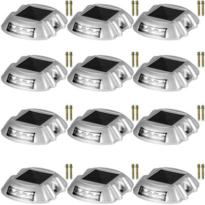 VEVOR - Solar Pathway Lights, 12-Pack, White, Includes Screws, Weatherproof Outdoor Deck Lights, 6 LED, Ideal for Garden Paths - Silver VEVOR - Solar Pathway Lights, 12-Pack, White, Includes Screws, Weatherproof Outdoor Deck Lights, 6 LED, Ideal for Garden Paths - Silver