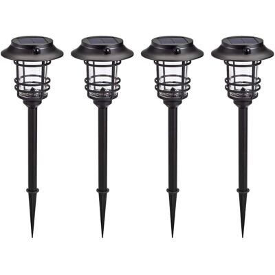 Home Zone Security - Mesh-Linkable Solar LED Traditional-Style Security Pathway Light, 300 Lumens, 4 Pack - Black Home Zone Security - Mesh-Linkable Solar LED Traditional-Style Security Pathway Light, 300 Lumens, 4 Pack - Black