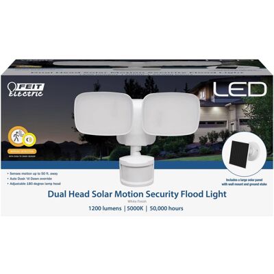 FEIT ELECTRIC - Feit LED Motion-Sensing Solar Powered LED White Security Floodlight FEIT ELECTRIC - Feit LED Motion-Sensing Solar Powered LED White Security Floodlight