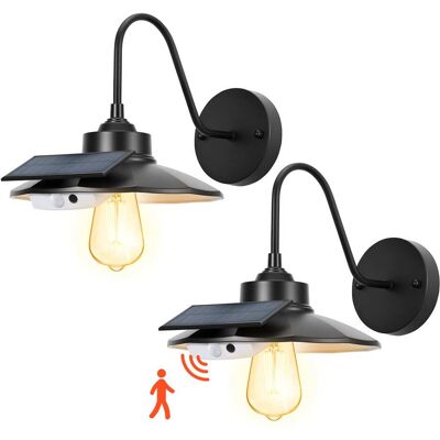 VEVOR - Solar Outdoor Barn Light, 3 Lighting Modes and Motion Sensor, 2-Pack Gooseneck Light Fixture, Farmhouse Wall Sconce - Black VEVOR - Solar Outdoor Barn Light, 3 Lighting Modes and Motion Sensor, 2-Pack Gooseneck Light Fixture, Farmhouse Wall Sconce - Black