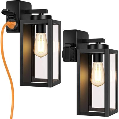 Nordic Hygge - 2-Pack Porch Lights Outdoor with UL Certified Outlet, Modern Outdoor Wall Lights Exterior Lighting Fixtures Waterproof - Black Nordic Hygge - 2-Pack Porch Lights Outdoor with UL Certified Outlet, Modern Outdoor Wall Lights Exterior Lighting Fixtures Waterproof - Black