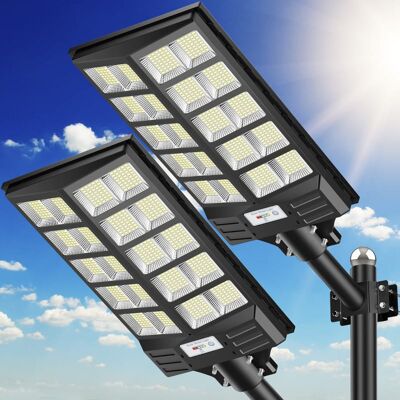 Adewalk - 5000W Solar Street Light 80000LM Sensor LED Flood Light IP66 Waterproof Remote Control Lamp for Yard Parking Lot 2pack - Black Adewalk - 5000W Solar Street Light 80000LM Sensor LED Flood Light IP66 Waterproof Remote Control Lamp for Yard Parking Lot 2pack - Black