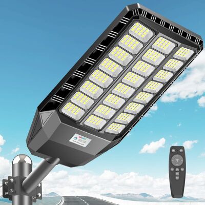 Adewalk - 9800W IP67 Waterproof Solar Street Light Motion Sensor Bright LED Light for Yard Parking Lot - Black Adewalk - 9800W IP67 Waterproof Solar Street Light Motion Sensor Bright LED Light for Yard Parking Lot - Black