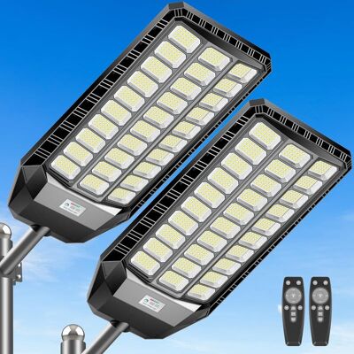 Adewalk - Solar Lights Outdoor 9000W, Dusk to Dawn LED Security Flood Light Motion Sensor with Remote Control, 2 Pack - Black Adewalk - Solar Lights Outdoor 9000W, Dusk to Dawn LED Security Flood Light Motion Sensor with Remote Control, 2 Pack - Black