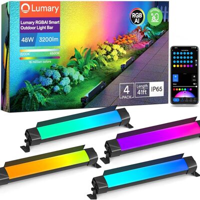 Lumary - Smart Outdoor Flood lights, RGBAIWW Color Changing Wall Washer Lights, APP&Voice Control, 4 Pack - Black Lumary - Smart Outdoor Flood lights, RGBAIWW Color Changing Wall Washer Lights, APP&Voice Control, 4 Pack - Black
