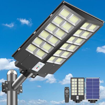 Adewalk - 8000W Solar Street Light, 480000 Lumens Dusk to Dawn LED Flood Lights Outdoor Motion Sensor for Parking Lot - White Adewalk - 8000W Solar Street Light, 480000 Lumens Dusk to Dawn LED Flood Lights Outdoor Motion Sensor for Parking Lot - White