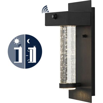 Jonathan Y - Horizone 5.5" 1-Light Minimalist Iron/Seeded Glass with Dusk-to-Dawn Sensor Integrated LED Outdoor Sconce - Black Jonathan Y - Horizone 5.5" 1-Light Minimalist Iron/Seeded Glass with Dusk-to-Dawn Sensor Integrated LED Outdoor Sconce - Black