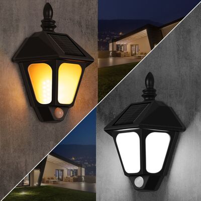 Oumilen - 2-Pack Solar Flame Wall Lights 10.6In Motion Sensor Outdoor Lanterns with White & Flame Modes IP65 Waterproof Oumilen - 2-Pack Solar Flame Wall Lights 10.6In Motion Sensor Outdoor Lanterns with White & Flame Modes IP65 Waterproof