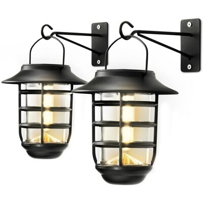 Home Zone Security - ELJ7990V 2 Pack Solar Wall Hanging Lights, 3000K Warm, 20LM Output, Motion Sensor, Waterproof Home Zone Security - ELJ7990V 2 Pack Solar Wall Hanging Lights, 3000K Warm, 20LM Output, Motion Sensor, Waterproof