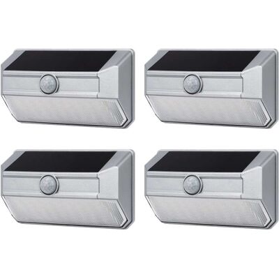 Home Zone Security - ES00947G 4 Pack Solar Wall Pack Light, 800 Lumens, Mesh Link, Motion Detection, Silver Finish Home Zone Security - ES00947G 4 Pack Solar Wall Pack Light, 800 Lumens, Mesh Link, Motion Detection, Silver Finish