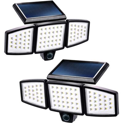 Home Zone Security - 1000 Lumen Triple-Head Outdoor Solar LED Motion-Sensor Security Flood Lights 2 Pack - Black Home Zone Security - 1000 Lumen Triple-Head Outdoor Solar LED Motion-Sensor Security Flood Lights 2 Pack - Black