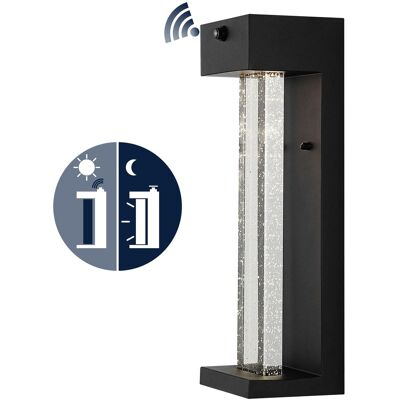 Jonathan Y - Miranda 5.13" 1-Light Modern Iron/Seeded Glass with Dusk-to-Dawn Sensor Integrated LED Outdoor Sconce - Black Jonathan Y - Miranda 5.13" 1-Light Modern Iron/Seeded Glass with Dusk-to-Dawn Sensor Integrated LED Outdoor Sconce - Black