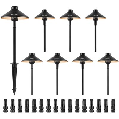 VEVOR - 8 Pack Low Voltage Landscape Path Lights, 3W 210LM 12V-24VAC/DC LED Pathway Lighting, 3000K Warm White Walkway Lights - Black VEVOR - 8 Pack Low Voltage Landscape Path Lights, 3W 210LM 12V-24VAC/DC LED Pathway Lighting, 3000K Warm White Walkway Lights - Black