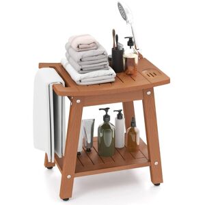 Gymax - Shower Bench Seat HIPS Shower Stool w/Handle Shower Head & Soap Holder - Brown Gymax - Shower Bench Seat HIPS Shower Stool w/Handle Shower Head & Soap Holder - Brown
