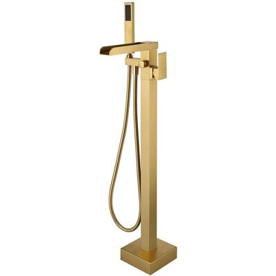 Boyel Living - 2.4 GPM Single-Handle Floor Mount Freestanding Tub Faucet with Hand Shower and Built-in Valve - Brushed Gold Boyel Living - 2.4 GPM Single-Handle Floor Mount Freestanding Tub Faucet with Hand Shower and Built-in Valve - Brushed Gold