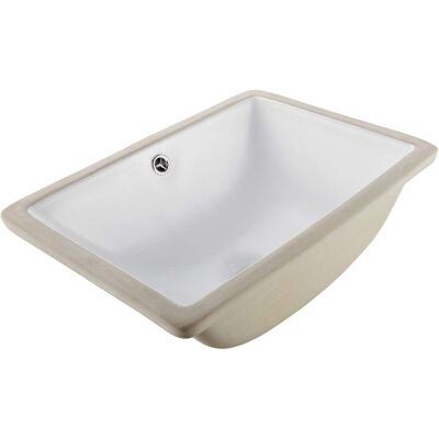 VEVOR - Undermount Bathroom Sink, 18.11x12.99 In Rectangular Ceramic Vessel Sink with Overflow Hole, Rectangle Small Space - White VEVOR - Undermount Bathroom Sink, 18.11x12.99 In Rectangular Ceramic Vessel Sink with Overflow Hole, Rectangle Small Space - White