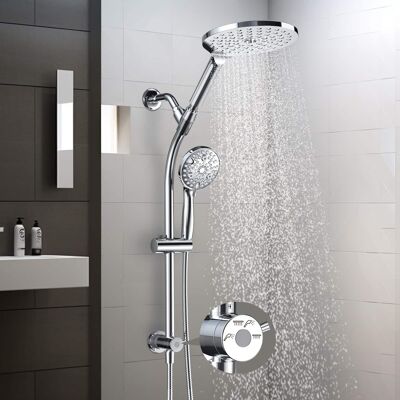 Dazzed Corner - 7.5" Rotatable Dual Shower Head Combo with Handheld Showerhead - Chrome Dazzed Corner - 7.5" Rotatable Dual Shower Head Combo with Handheld Showerhead - Chrome