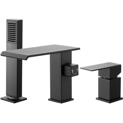 VEVOR - Roman Tub Faucet, 3 Hole Waterfall Bathtub Faucet, Roman Bathtub Faucets Set with Shower Head & 1 Handle - Black VEVOR - Roman Tub Faucet, 3 Hole Waterfall Bathtub Faucet, Roman Bathtub Faucets Set with Shower Head & 1 Handle - Black