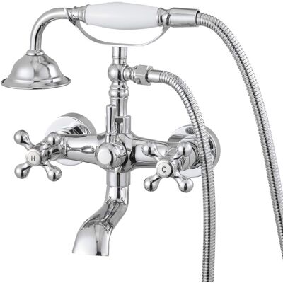 VEVOR - Clawfoot Tub Faucet, Wall Mount Bathtub Faucets, Vintage Clawfoot Tub Filler Faucet Shower Kit - Polished Chrome VEVOR - Clawfoot Tub Faucet, Wall Mount Bathtub Faucets, Vintage Clawfoot Tub Filler Faucet Shower Kit - Polished Chrome