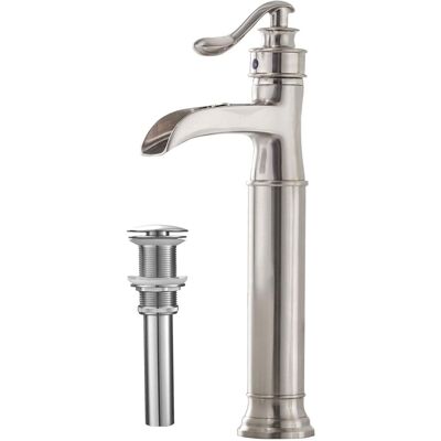 Boyel Living - Waterfall Single Hole Single-Handle Vessel Bathroom Faucet With Pop-up Drain Assembly - Brushed Nickel Boyel Living - Waterfall Single Hole Single-Handle Vessel Bathroom Faucet With Pop-up Drain Assembly - Brushed Nickel