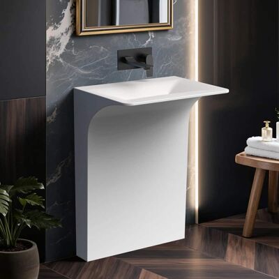 Koligey - 33.2'' Tall Solid Surface Pedestal Sink, Bathroom Sink - White Koligey - 33.2'' Tall Solid Surface Pedestal Sink, Bathroom Sink - White