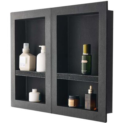 VEVOR - Shower Niche, 16 x 24 inch + 16 x 24 inch Recessed Wall Niche with Movable Shelf, 4 inch Thick Modern Soap&Shampoo - Black VEVOR - Shower Niche, 16 x 24 inch + 16 x 24 inch Recessed Wall Niche with Movable Shelf, 4 inch Thick Modern Soap&Shampoo - Black