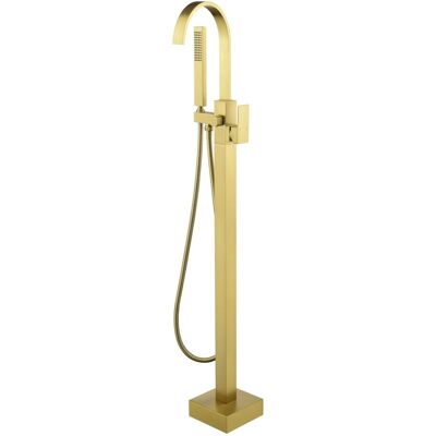 Boyel Living - Freestanding Bathtub Faucet Solid Brass 360° Swivel Handheld Spray 60-Inch Hose cUPC - Brushed Gold Boyel Living - Freestanding Bathtub Faucet Solid Brass 360° Swivel Handheld Spray 60-Inch Hose cUPC - Brushed Gold