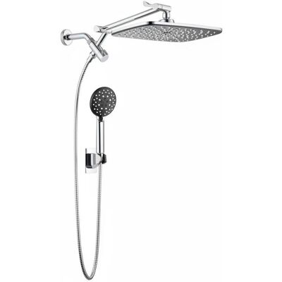 Dazzed Corner - 11.8" Rain Shower Head & Handheld Combo with Multi Spray & Metal Extension Arm - Chrome Dazzed Corner - 11.8" Rain Shower Head & Handheld Combo with Multi Spray & Metal Extension Arm - Chrome
