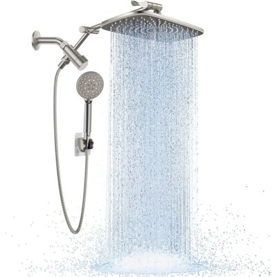 Dazzed Corner - High-Pressure Rain Shower Head with Handheld Spray, Adjustable Extension Arm - Brushed Nickel Dazzed Corner - High-Pressure Rain Shower Head with Handheld Spray, Adjustable Extension Arm - Brushed Nickel
