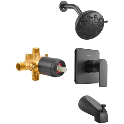 VEVOR - Tub and Shower Faucet Set with 5-Inch Rainfall Shower Head and Bathtub Spout, Single-Handle Tub Trim Kit - Black VEVOR - Tub and Shower Faucet Set with 5-Inch Rainfall Shower Head and Bathtub Spout, Single-Handle Tub Trim Kit - Black