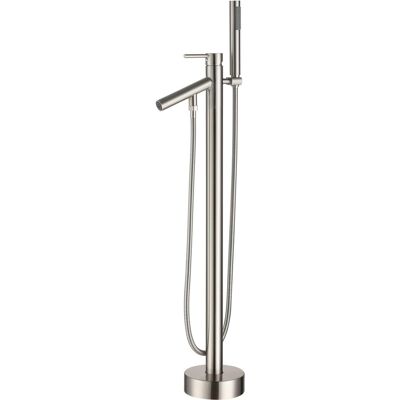 Boyel Living - Single Handle Floor Mount Freestanding Tub Faucet Tub Filler Faucet with Hand Shower - Brushed Nickel Boyel Living - Single Handle Floor Mount Freestanding Tub Faucet Tub Filler Faucet with Hand Shower - Brushed Nickel