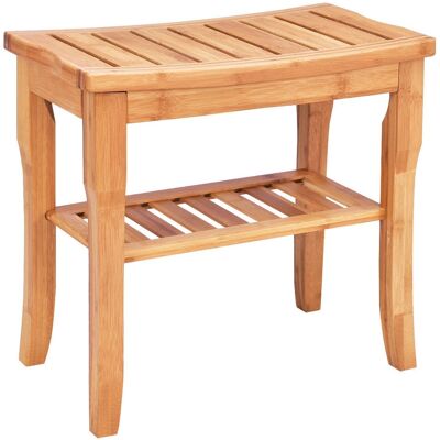 Costway - Bamboo Shower Seat Bench Bathroom Spa Bath Organizer Stool with Storage Shelf - Natural Costway - Bamboo Shower Seat Bench Bathroom Spa Bath Organizer Stool with Storage Shelf - Natural