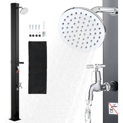 VEVOR - 9.2 Gal Solar Heated Shower, 6.4ft Showerhead Height Outdoor Shower, with Foot Faucet & Soap Box Rack, Hot & Cold Water - Black VEVOR - 9.2 Gal Solar Heated Shower, 6.4ft Showerhead Height Outdoor Shower, with Foot Faucet & Soap Box Rack, Hot & Cold Water - Black