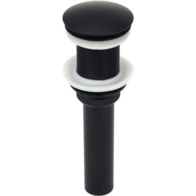 Akicon - Push Button Bathroom Sink Drain Stopper Without Overflow - Matte Black Akicon - Push Button Bathroom Sink Drain Stopper Without Overflow - Matte Black