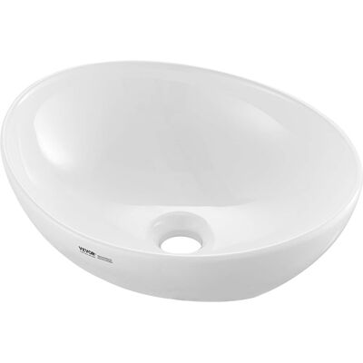 VEVOR - Oval Vessel Sink, 16" x 13.4" Bathroom Vessel Sink Bowl Countertop, Ceramic Bathroom Sinks Above Counter - White VEVOR - Oval Vessel Sink, 16" x 13.4" Bathroom Vessel Sink Bowl Countertop, Ceramic Bathroom Sinks Above Counter - White