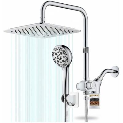 Dazzed Corner - 10" Filtered Shower Head, 7-Setting Dual Heads & Handheld, Adjustable, 71" Hose - Chrome Dazzed Corner - 10" Filtered Shower Head, 7-Setting Dual Heads & Handheld, Adjustable, 71" Hose - Chrome