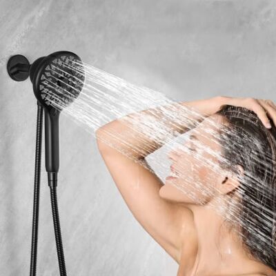 MOOSOO - High Pressure Shower Head 6 Spray Mode, Magnetic Shower Head for Bathroom, Handheld Shower with 60" Stainless Steel Hose - Black MOOSOO - High Pressure Shower Head 6 Spray Mode, Magnetic Shower Head for Bathroom, Handheld Shower with 60" Stainless Steel Hose - Black