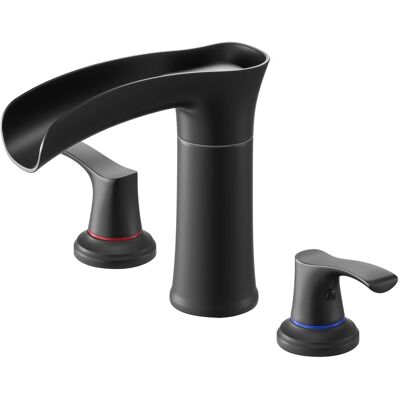 VEVOR - Roman Tub Faucet, 3 Hole Waterfall Bathtub Faucet, Zinc Alloy Bath Tubs Faucets Set with 2 Handles - Black VEVOR - Roman Tub Faucet, 3 Hole Waterfall Bathtub Faucet, Zinc Alloy Bath Tubs Faucets Set with 2 Handles - Black