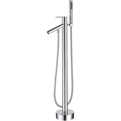 Boyel Living - Single Handle Floor Mount Freestanding Tub Faucet Tub Filler Faucet with Hand Shower - Chrome Boyel Living - Single Handle Floor Mount Freestanding Tub Faucet Tub Filler Faucet with Hand Shower - Chrome
