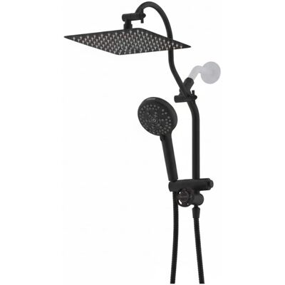 Dazzed Corner - 10" All Metal Rainfall Showerhead Combo, 10-Spray Handheld, 4-Way Diverter - Black Dazzed Corner - 10" All Metal Rainfall Showerhead Combo, 10-Spray Handheld, 4-Way Diverter - Black