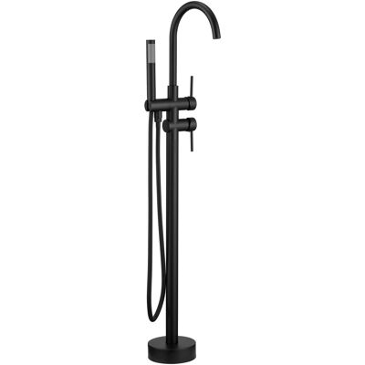 Boyel Living - 2-Handle Floor Mount Freestanding Tub Faucet with Hand Shower and Water Supply Hoses - Matte Black Boyel Living - 2-Handle Floor Mount Freestanding Tub Faucet with Hand Shower and Water Supply Hoses - Matte Black