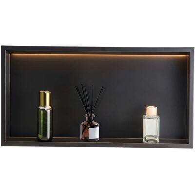 VEVOR - Shower Niche, 13 x 25 x 4 inch Recessed Wall Niche With LED Strip,Heavy-duty Stainless Steel Modern Shampoo Storage - Black VEVOR - Shower Niche, 13 x 25 x 4 inch Recessed Wall Niche With LED Strip,Heavy-duty Stainless Steel Modern Shampoo Storage - Black