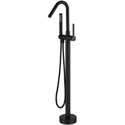 Boyel Living - Modern Sleek Floor Mount Single-Handle Freestanding Tub Faucet with Hand Shower and Water Supply Hoses in - Matte Black Boyel Living - Modern Sleek Floor Mount Single-Handle Freestanding Tub Faucet with Hand Shower and Water Supply Hoses in - Matte Black