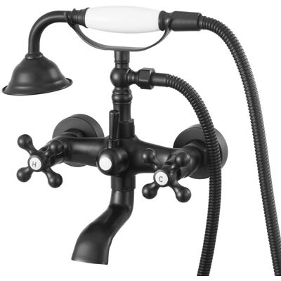 VEVOR - Clawfoot Tub Faucet, Wall Mount Bathtub Faucets with Handheld Shower, Clawfoot Tub Filler Faucet Shower Kit - Matte Black VEVOR - Clawfoot Tub Faucet, Wall Mount Bathtub Faucets with Handheld Shower, Clawfoot Tub Filler Faucet Shower Kit - Matte Black